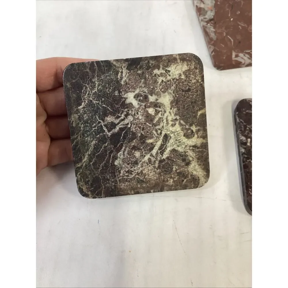 Set Of 3 Vintage Marble Coasters
